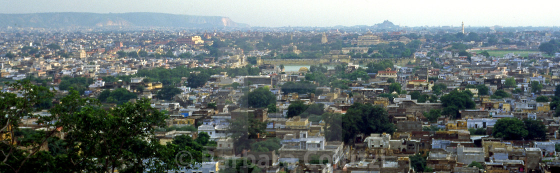 "Jaipur, 1996: The city from the Ganesh temple" stock image