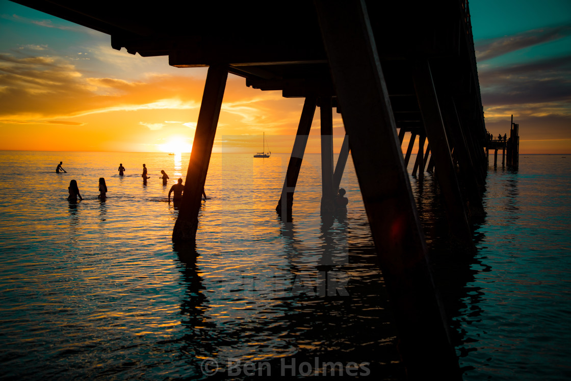 "Sunset Under the Jetty" stock image