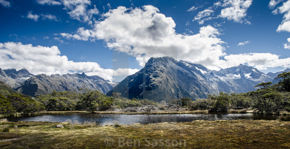 "Mountain top pond, New Zealand" stock image