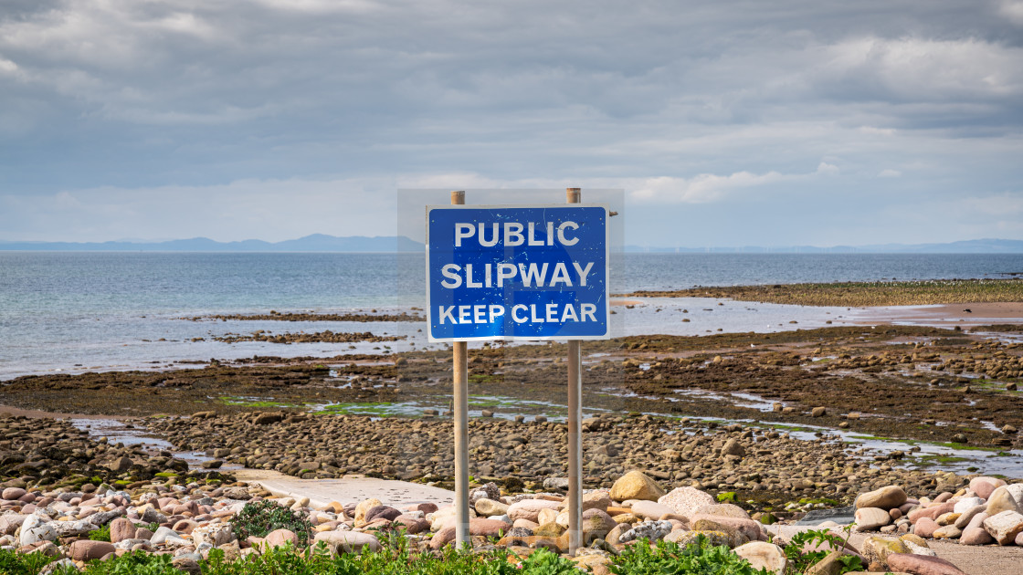 "Sign: Public Slipway, Keep Clear" stock image