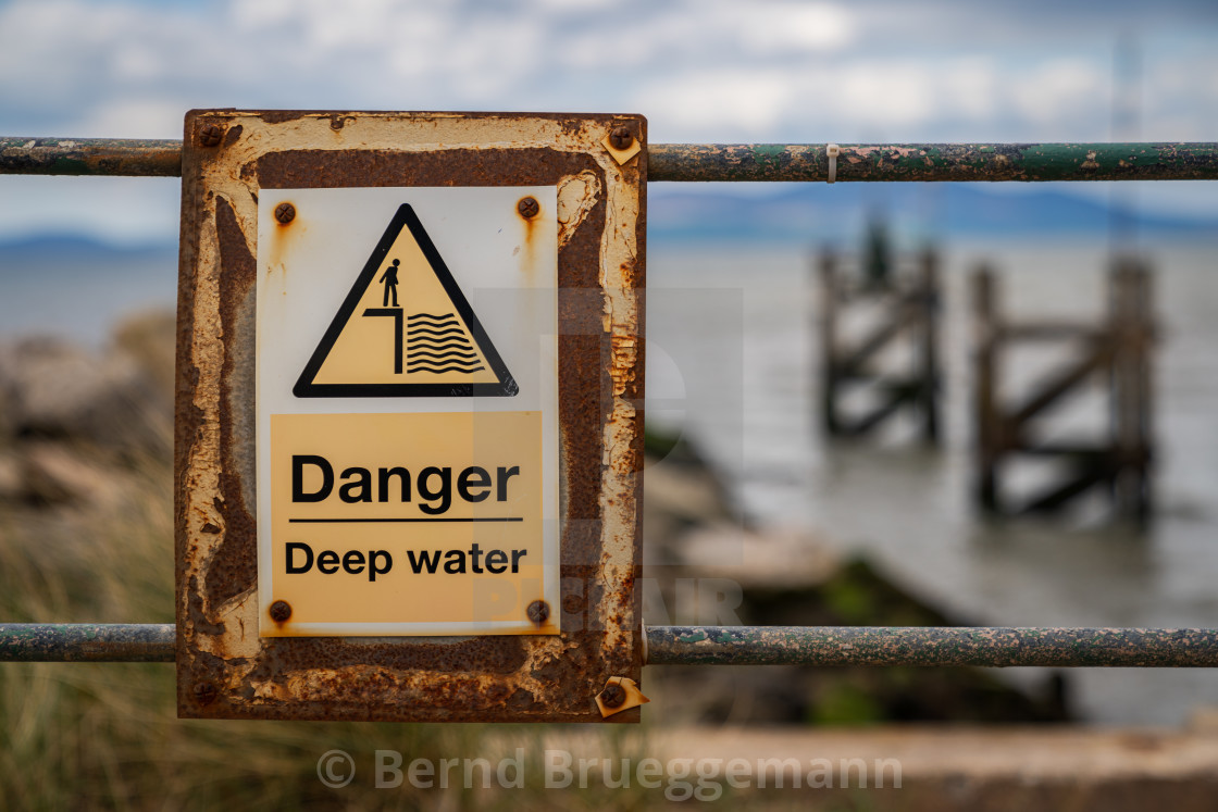 "Sign: Danger, Deep Water" stock image