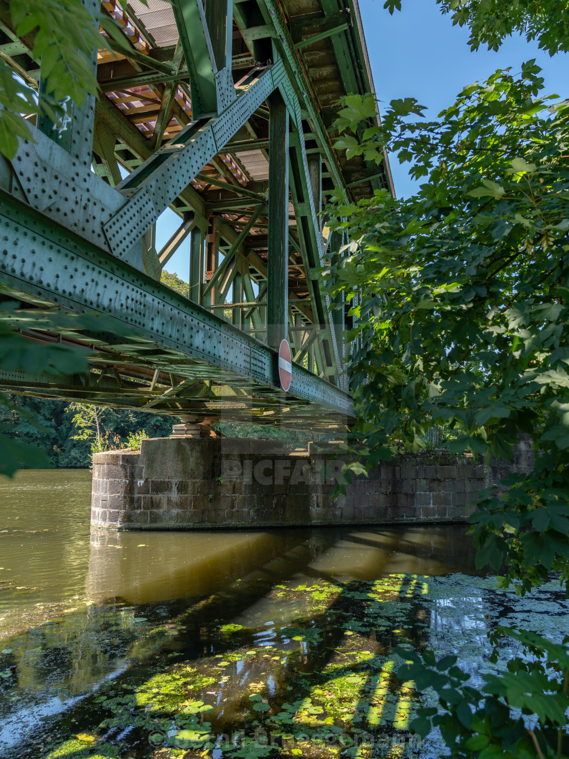 "Bridge over the Ruhr in Essen, North Rhine-Westfalia, Germany" stock image