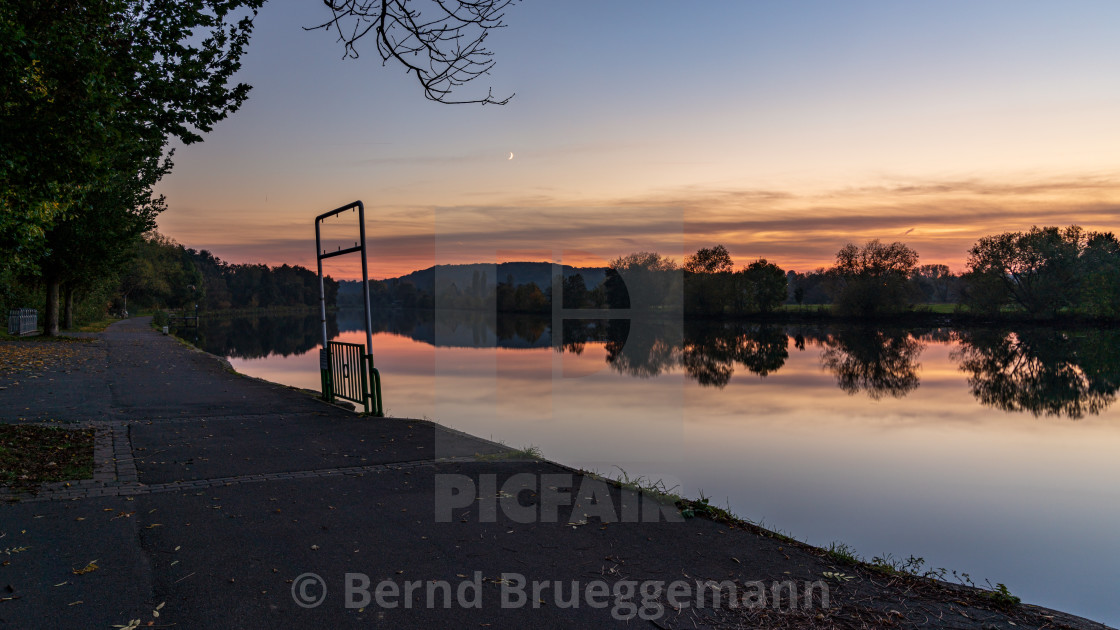 "Evening in Muelheim an der Ruhr, North Rhine-Westfalia, Germany" stock image