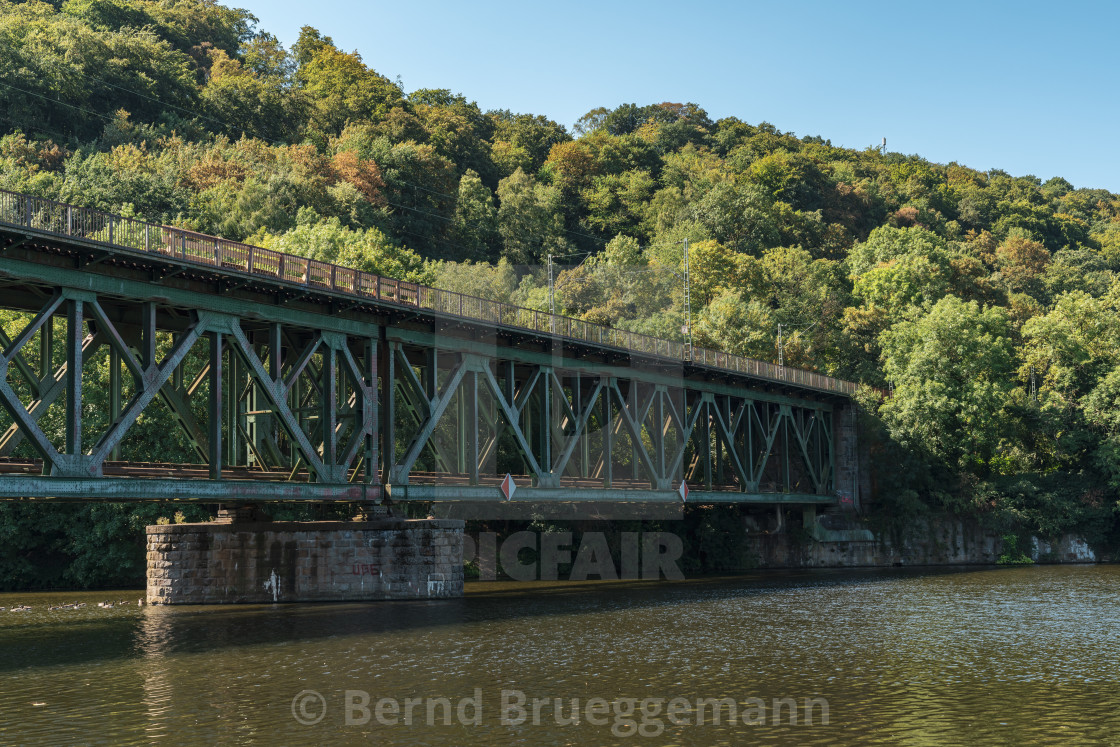 "Bridge over the Ruhr in Essen, North Rhine-Westfalia, Germany" stock image