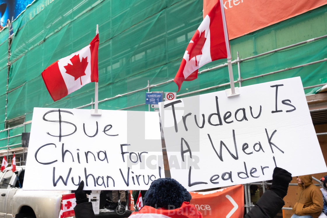 "Anti-lockdown Protester Denounces China and Justin Trudeau" by Beth Baisch - $12.33 "Anti-lockdown Protester Denounces China and Justin Trudeau" stock image