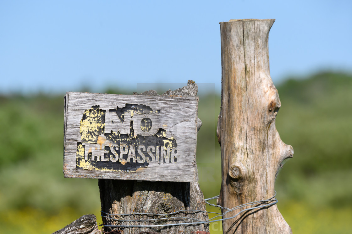 "Weathered No Trespassing Sign" by Beth Baisch - $12.33 "Weathered No Trespassing Sign" stock image
