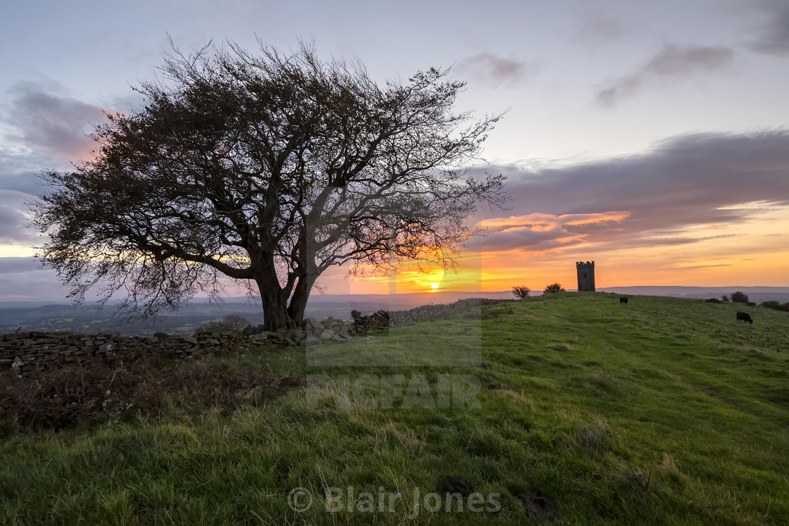 "Pontypool Folly at sunrise" stock image