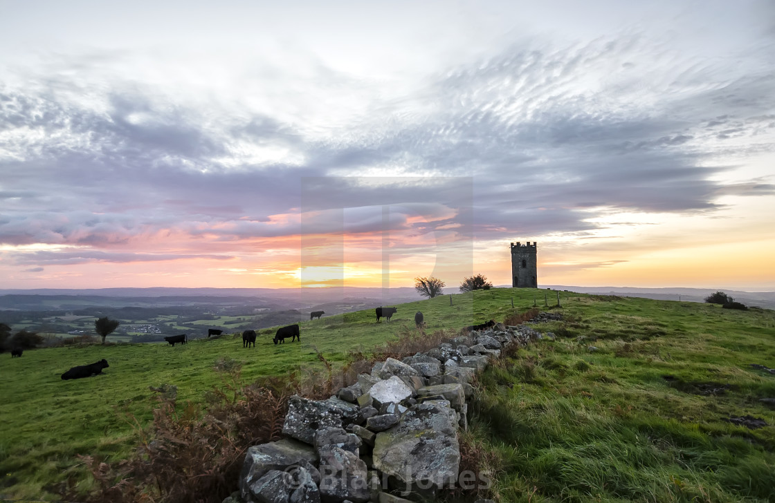 "A pre-dawn sky at Pontypool Folly" stock image