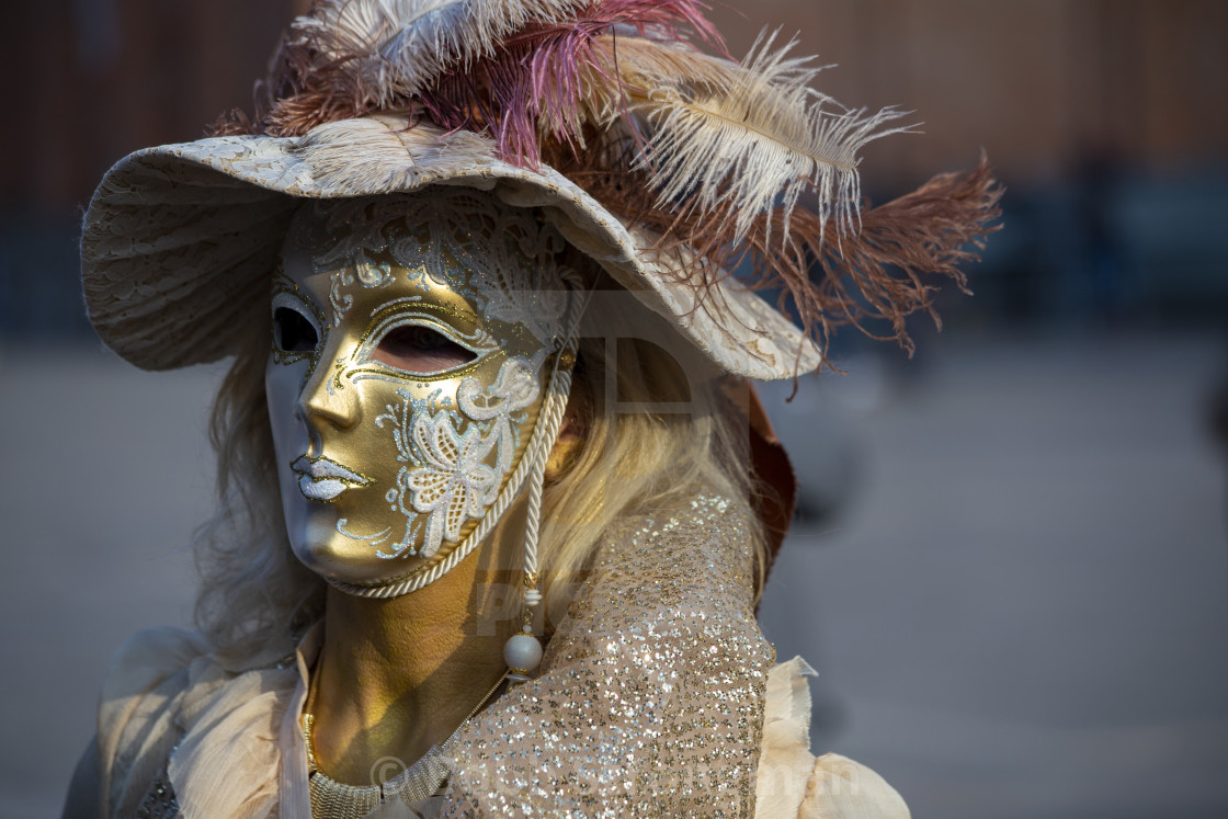 "Gold Mask at Venice Carnival" stock image