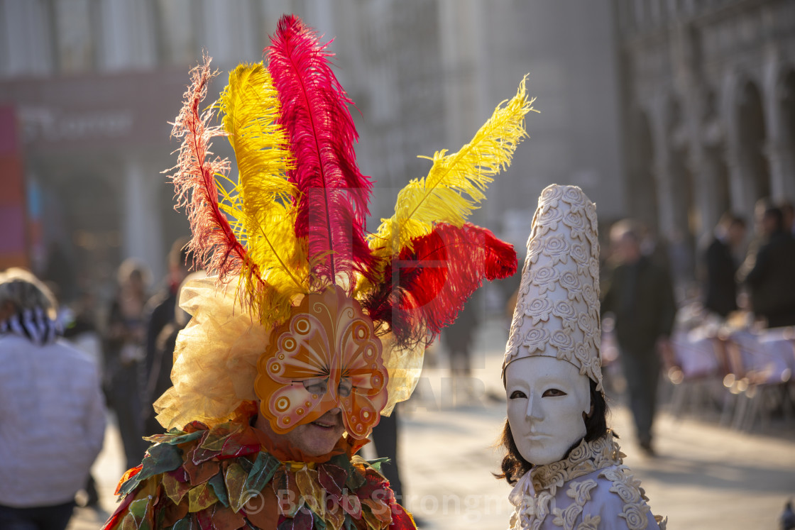 "Commedia dell'Arte Costumes at Venice Carnival" stock image