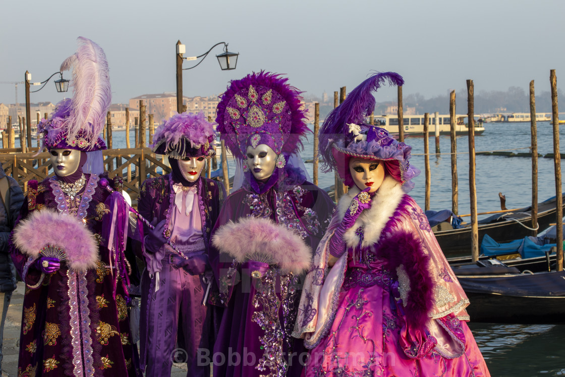 "Pink and Purple Costumes at Venice Carnival" stock image