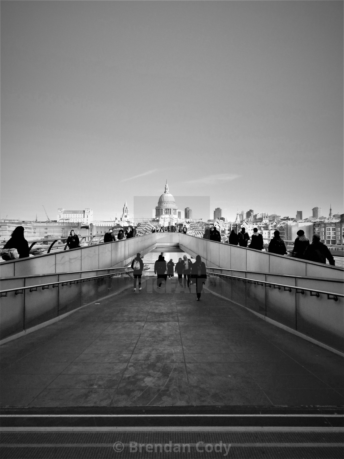 "St Pauls Cathedral from the Millennium Bridge" stock image