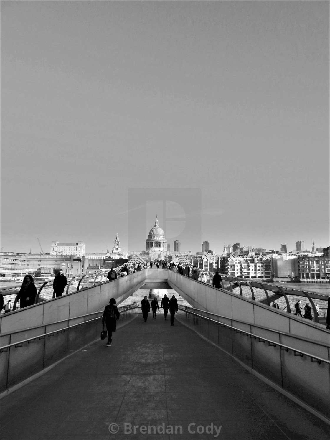 "St Pauls Cathedral from the Millennium Bridge" stock image