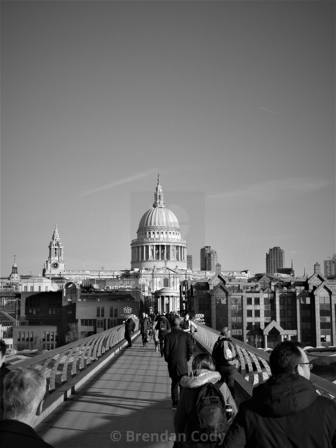 "St Pauls Cathedral from the Millennium Bridge" stock image