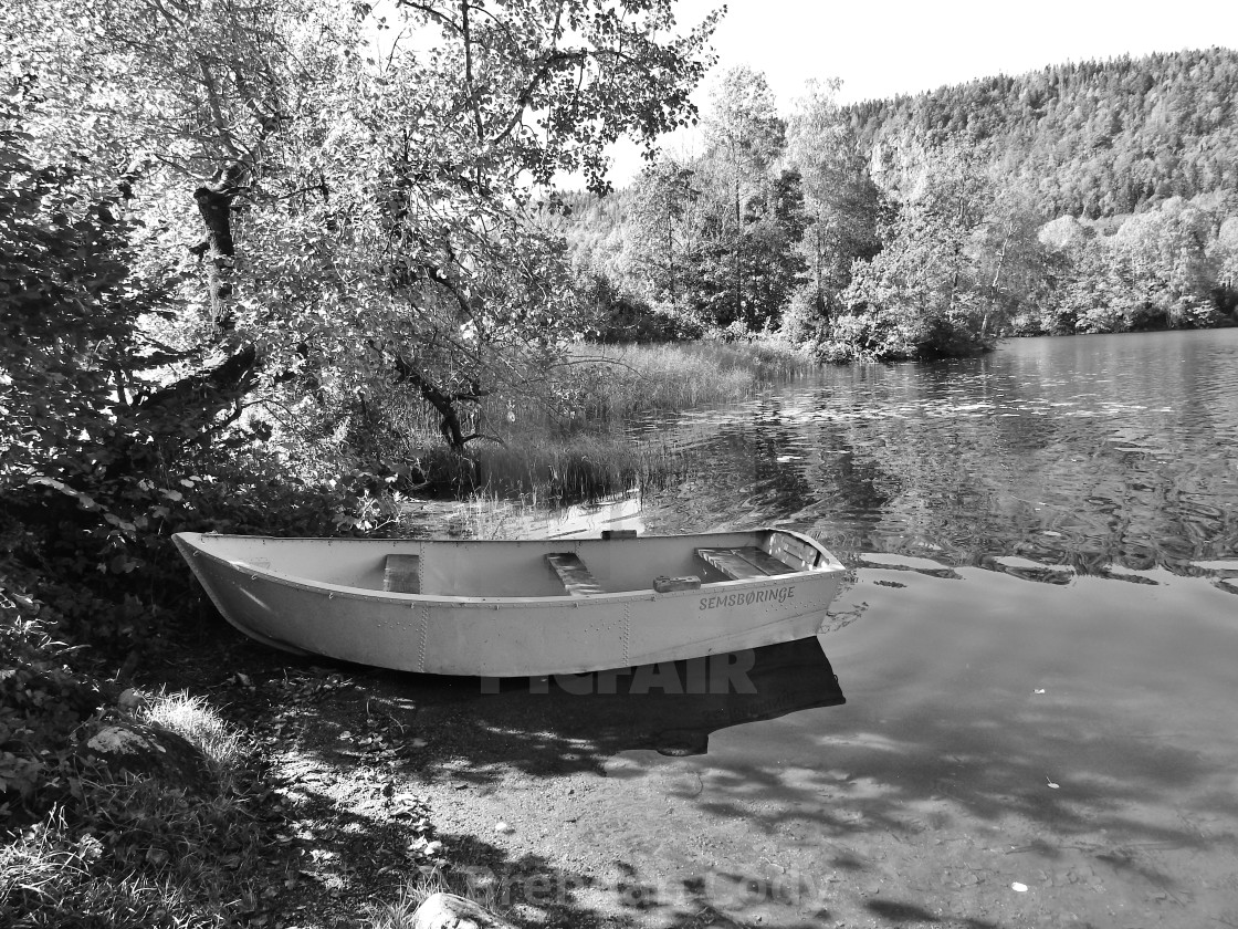 "Boat on a lake" stock image