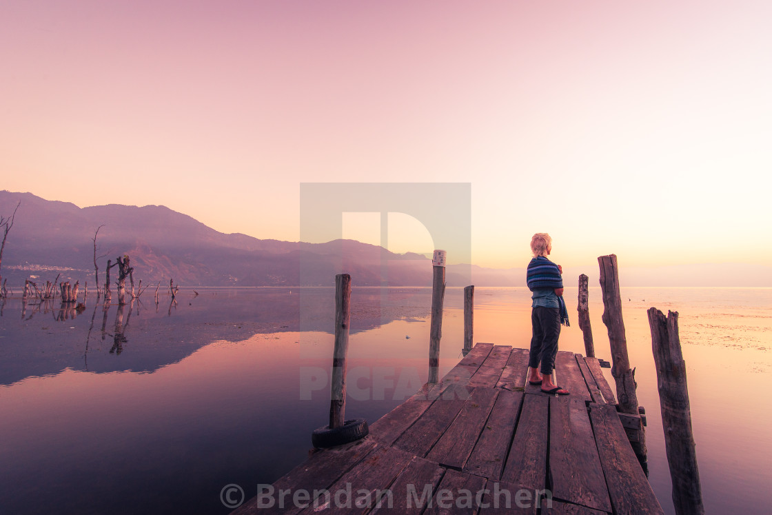 "Sunrise, Lake Atitlan" by Brendan Meachen - £15.00 "Sunrise, Lake Atitlan" stock image