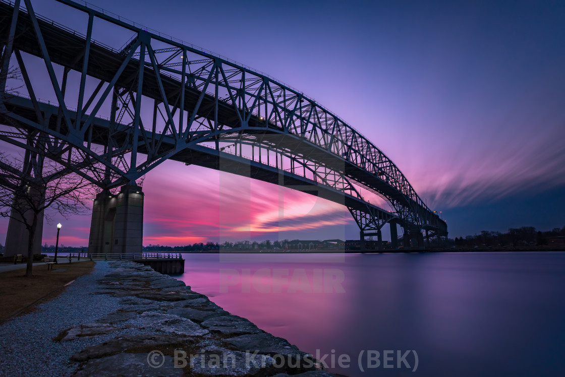Bluewater Bridge Sunset In Sarnia Ontario Canada License Download Or Print For 15 00 Photos Picfair
