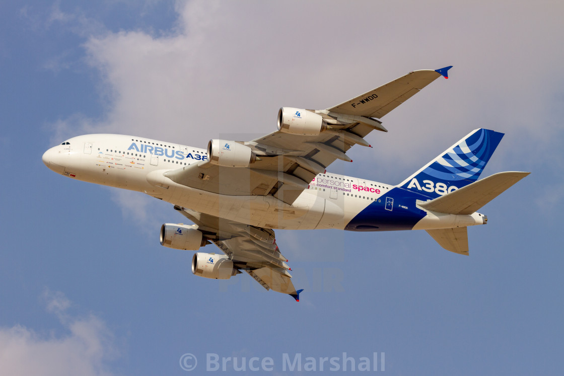 "Airbus A380 Demonstrator in flight" stock image