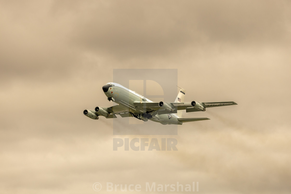 "USAF WC-135W aircraft taking off" stock image