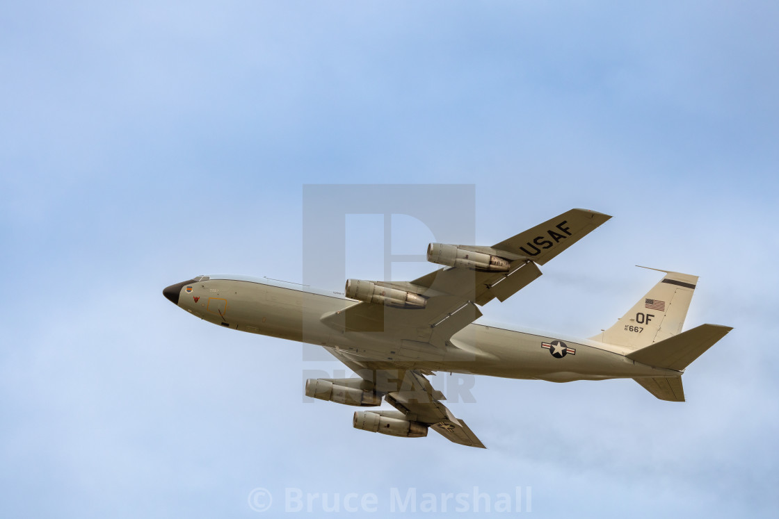 "USAF WC-135W aircraft after take off" stock image