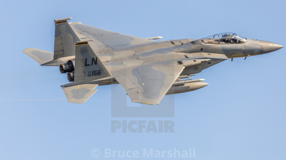 "USAF F15C Eagle on take off" stock image