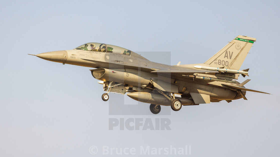 "USAF F16D on approach" stock image