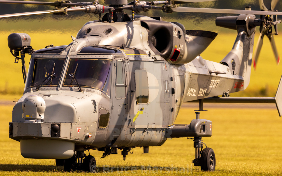 "Close up of Royal Navy Wildcat Helicopter" stock image