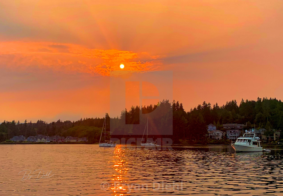 "Sun Setting Over Ludlow Bay" stock image