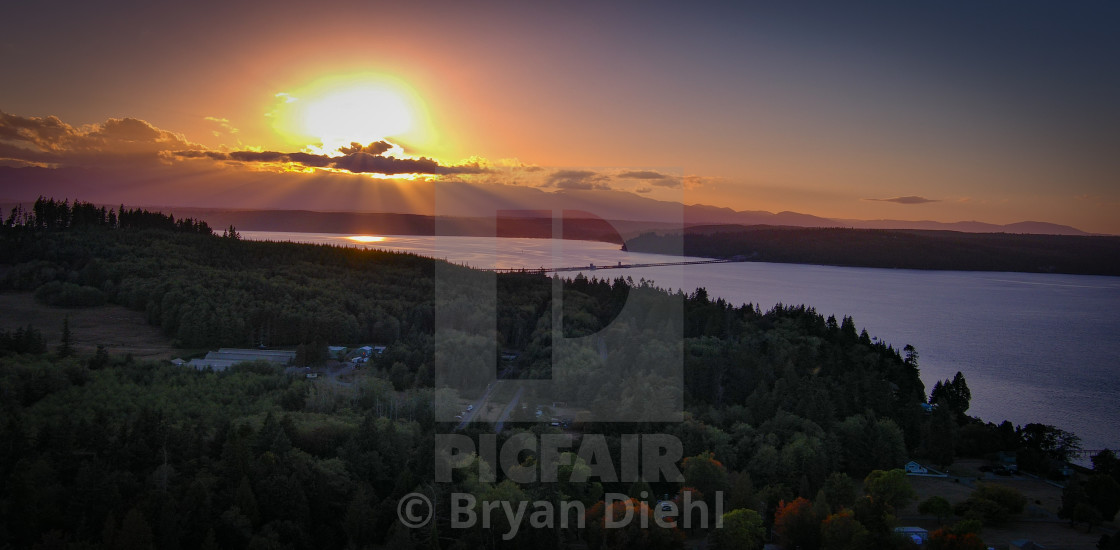 "Sunset Over Hood Canal from Port Gamble" stock image