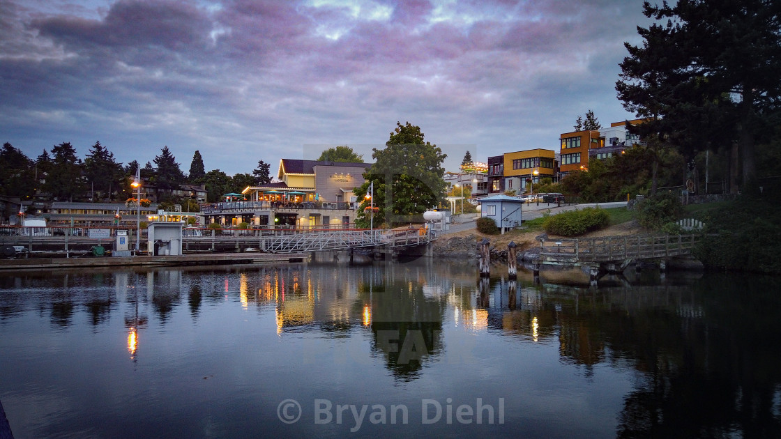 "Port of Friday Harbor at Sunset" stock image