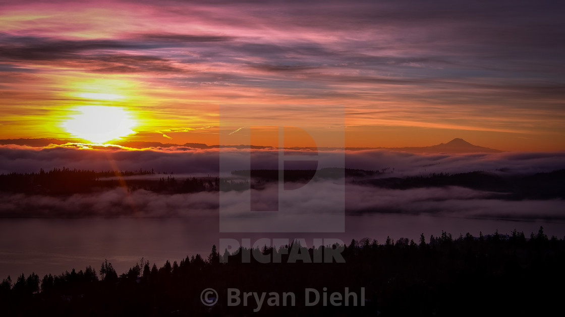 "Sunrise over the Salish Sea" stock image