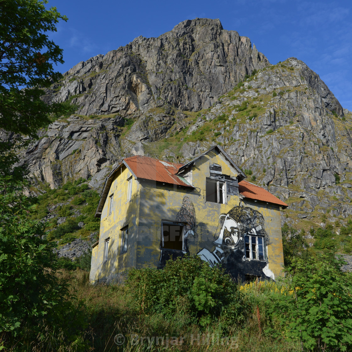 "Streetart by Dolk on Lofoten house" stock image