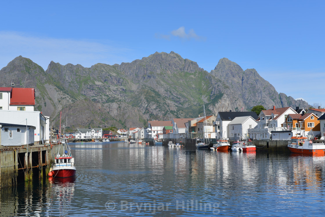 "fishing boats in Lofoten" stock image