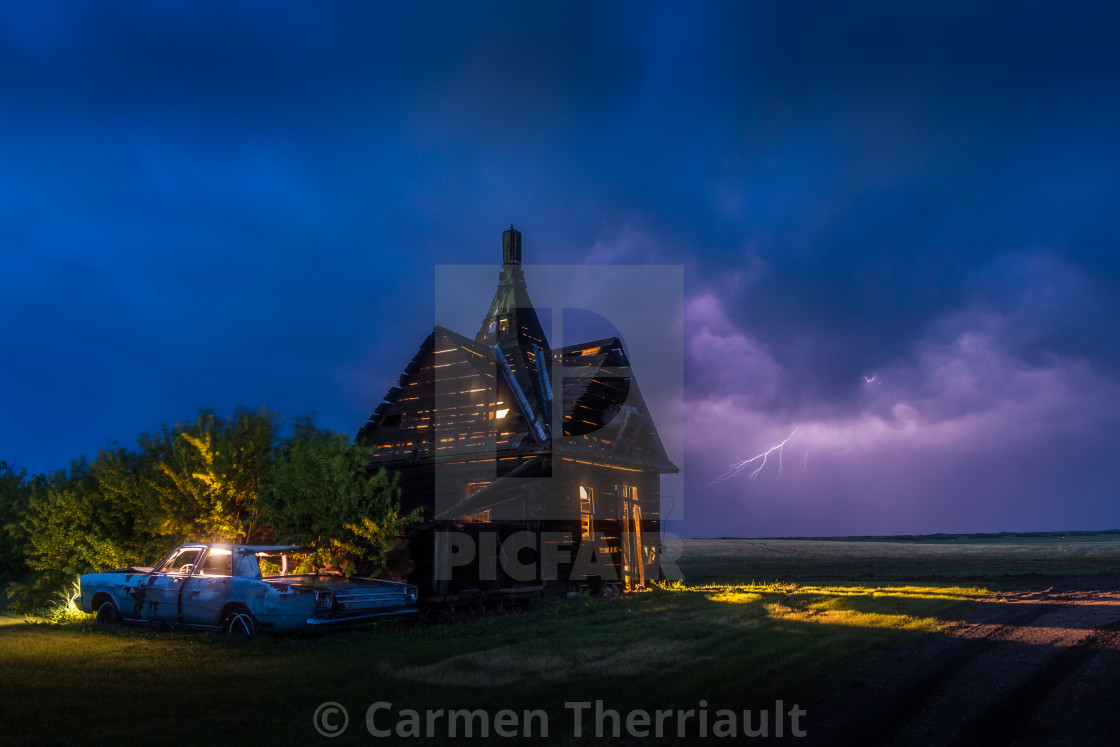 "Thunderstorm over abandoned house" by Carmen Therriault - $15.31 "Thunderstorm over abandoned house" stock image