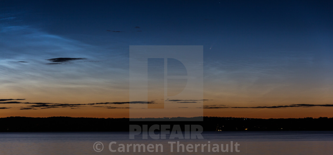 "Noctilucent clouds and Comet Panorama" by Carmen Therriault - $15.31 "Noctilucent clouds and Comet Panorama" stock image