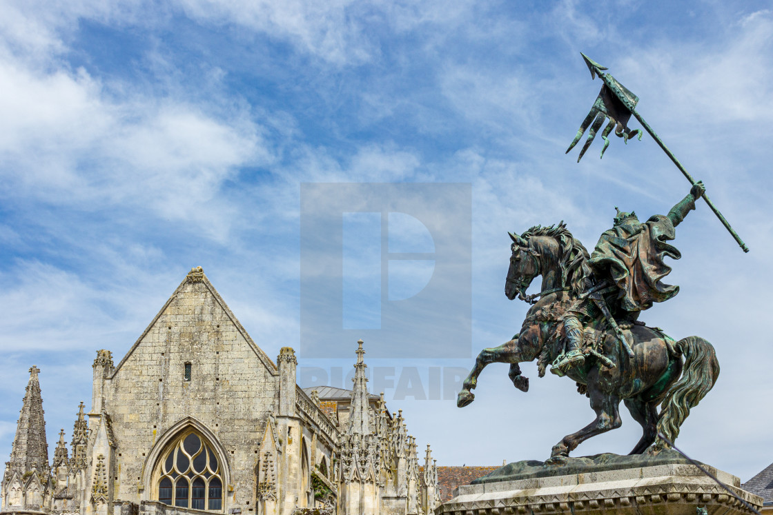 "William the Conqueror statue in Falaise, France" stock image