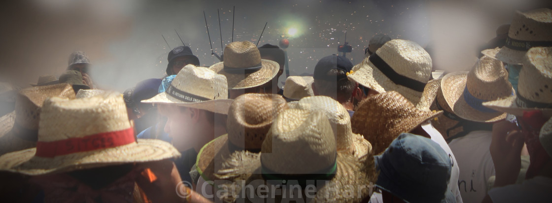 "Hats at the town festival, Sitges" stock image