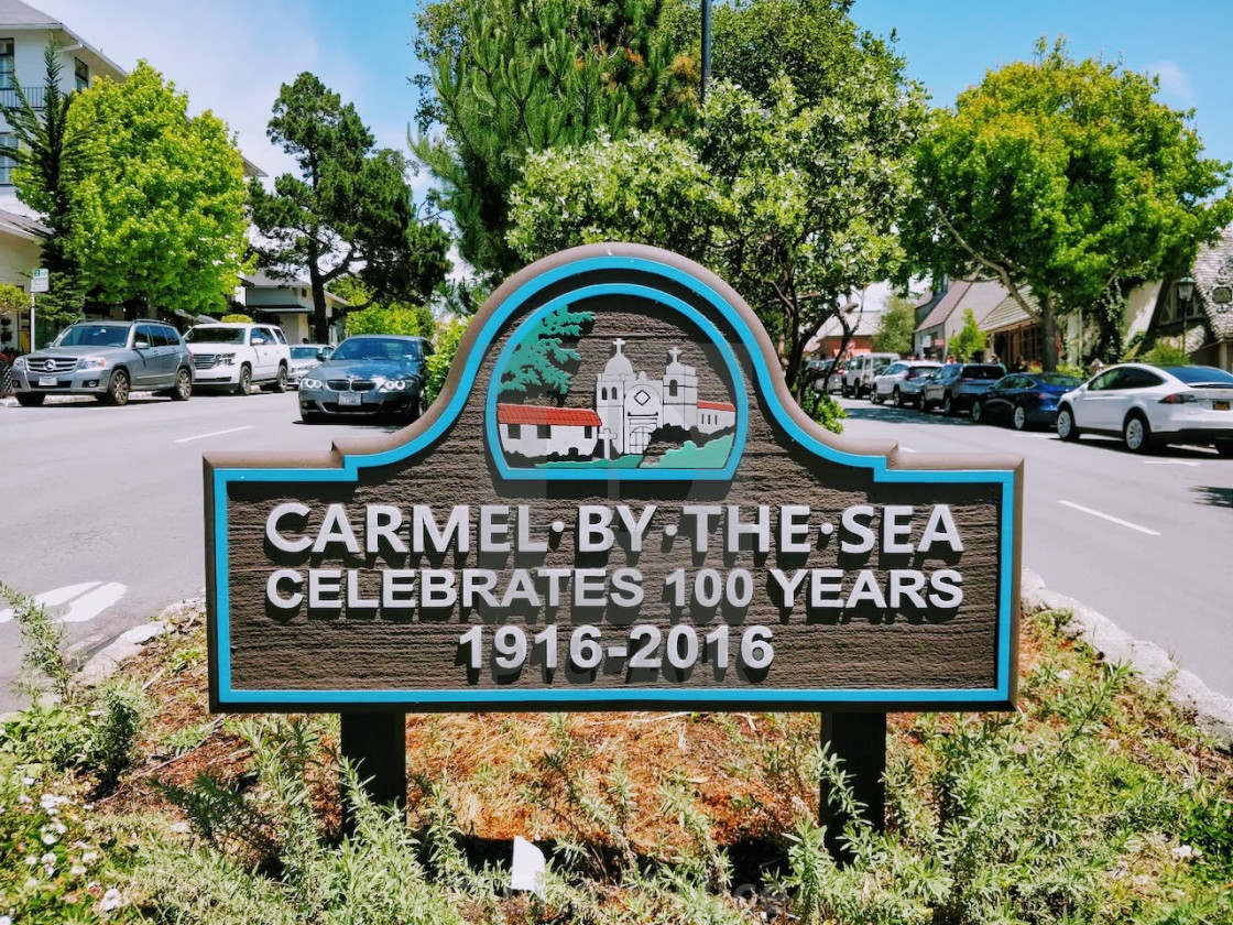 "Welcome to Carmel" stock image