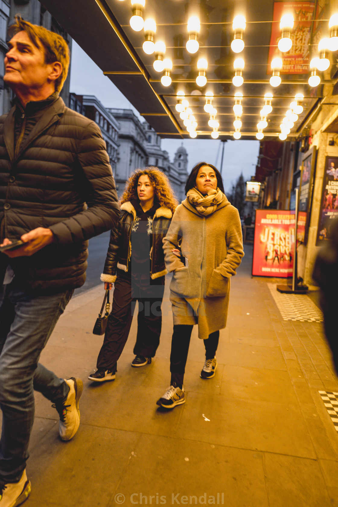 "People walking in London outside theatre" stock image