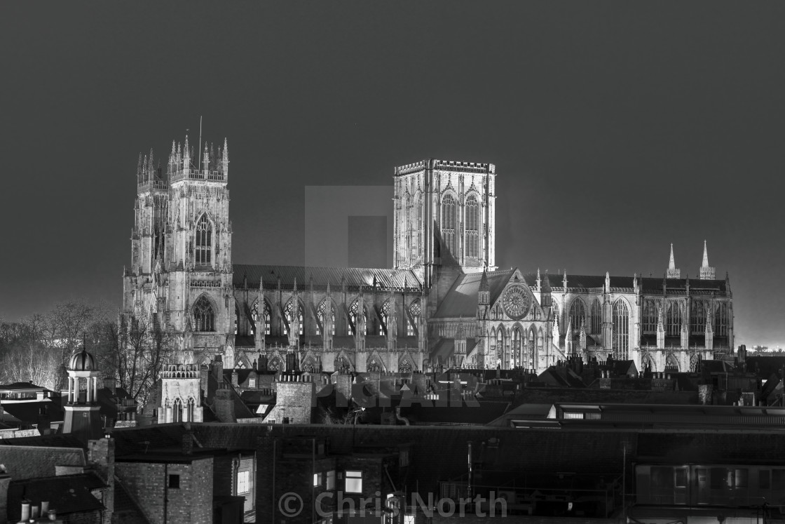 "York Minster at night." stock image