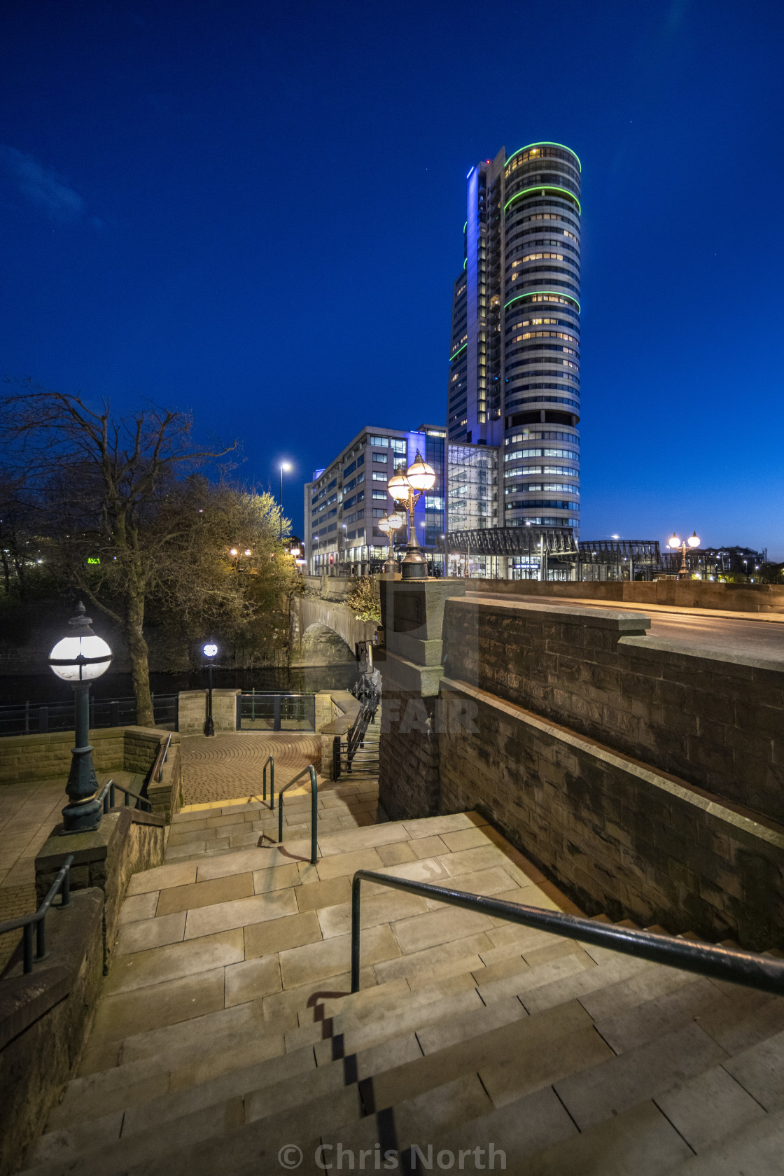 "Bridgewater Place, Leeds by Night" stock image