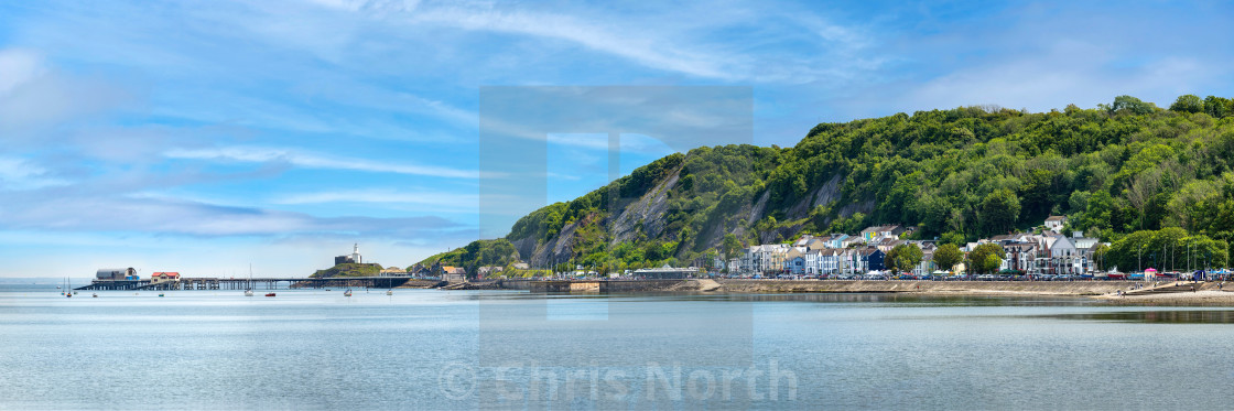 "Oystermouth and Mumbles Lighthouse, and the Gower Coast." stock image