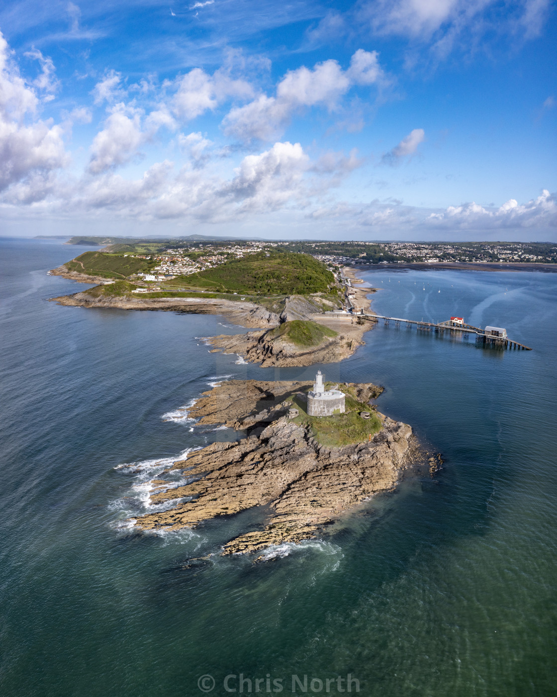 "Mumbles Lighthouse, annd the Gower Coast." stock image