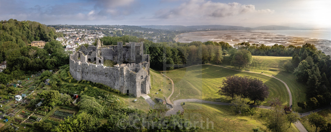 "Oystermouth Castle overlooking Swansea Bay." stock image