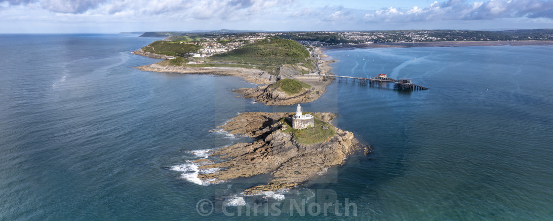 "Mumbles Lighthouse, and the Gower Coast." stock image