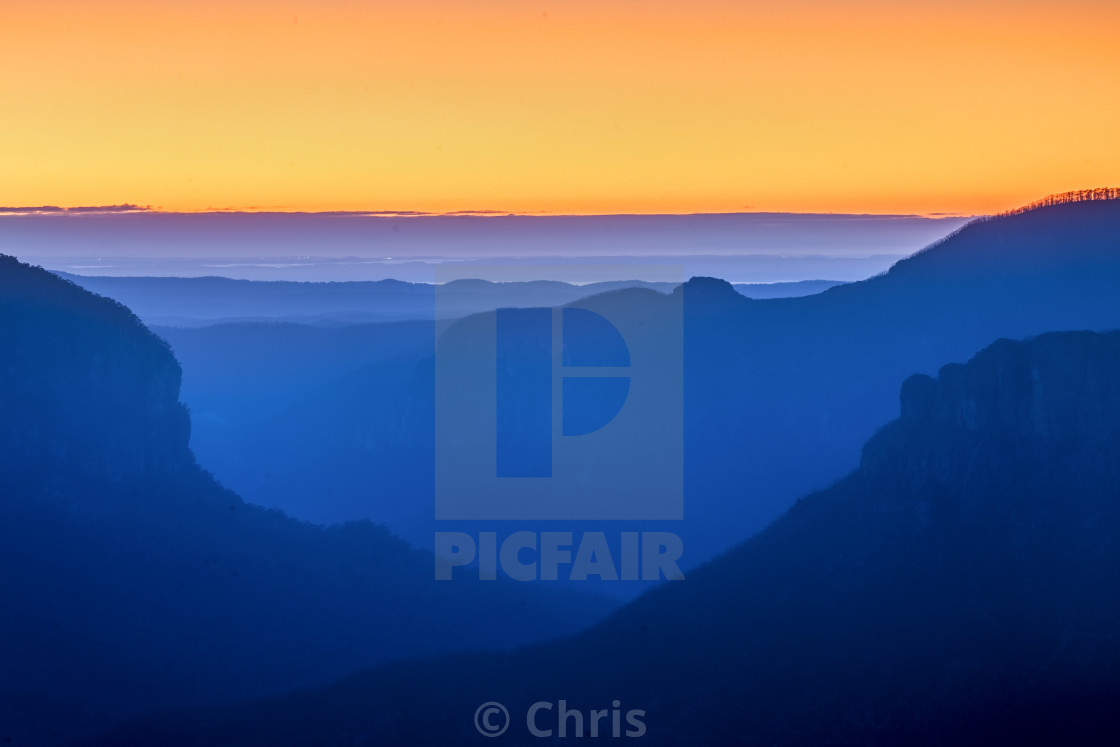 "Blue Mountain Sunrise" stock image