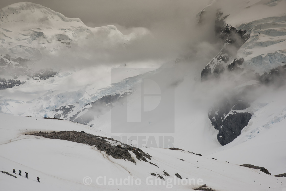 "Climbing in Antarctica" stock image