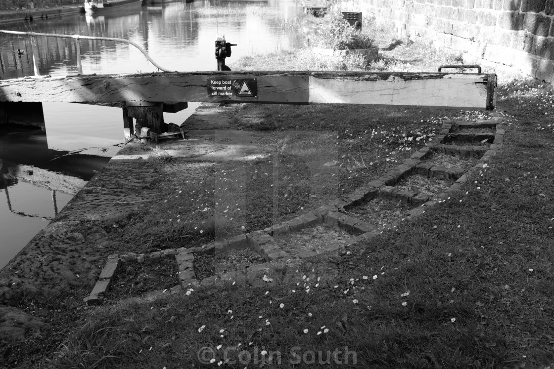 "Lock gate post." stock image