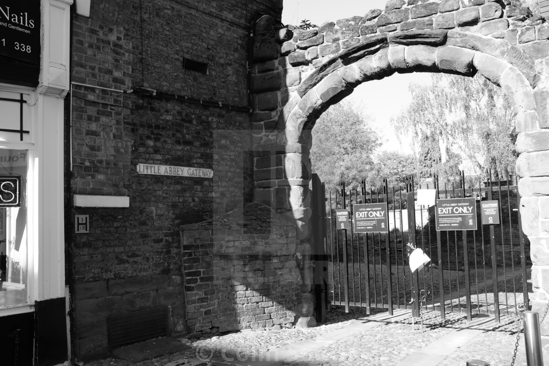 "Little Abbey Gateway. Chester." stock image