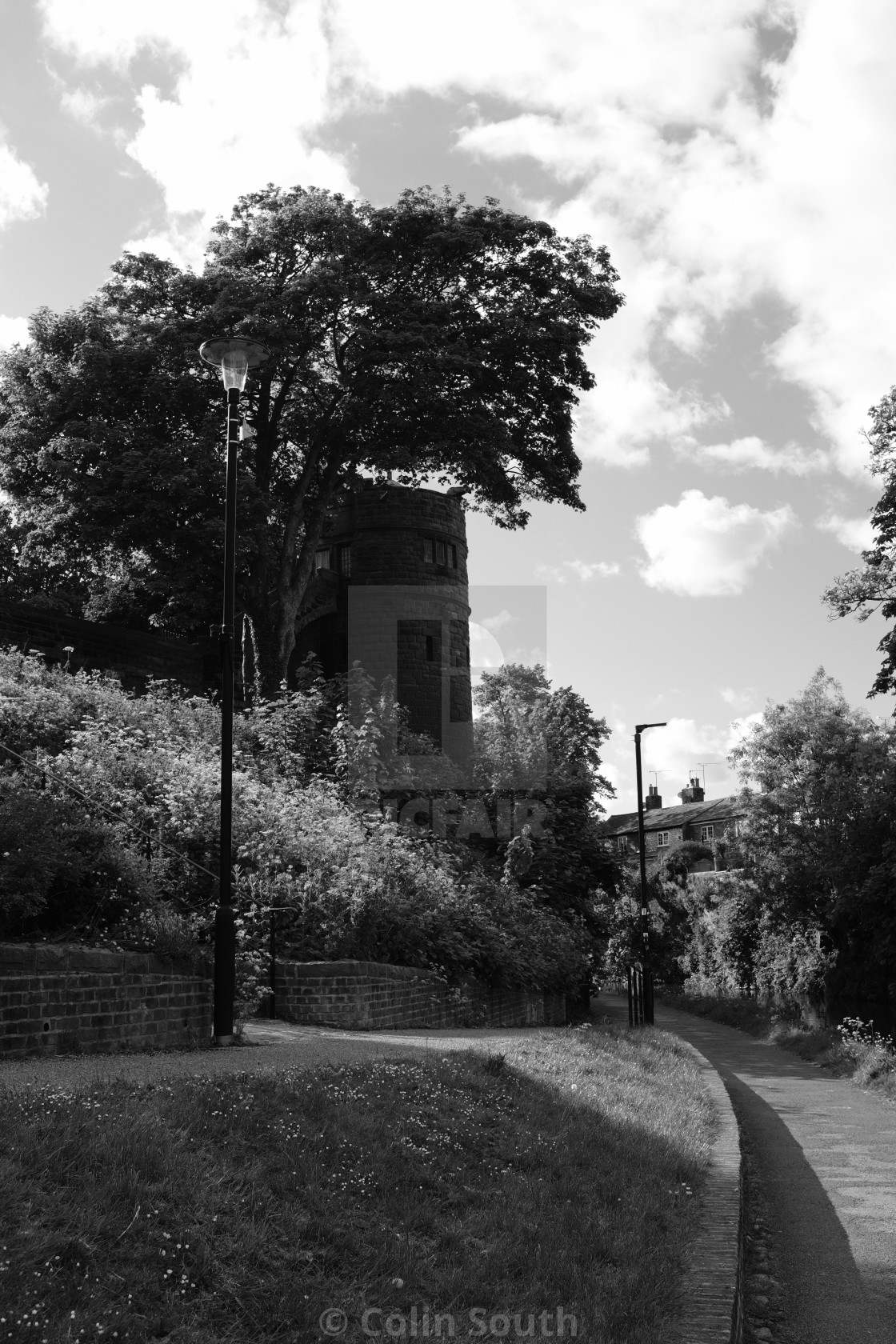 "King Charles Tower from the towpath." stock image